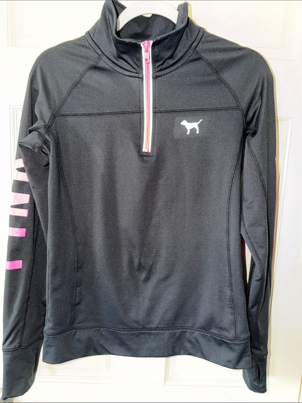 PINK Victoria's Secret Black Swim Coverup with Pink Zip and Sleeve Accents